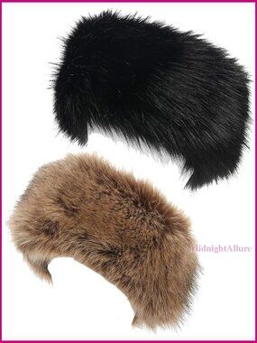 Faux Fur Headband Winter Earwarmer Stretch Earmuff Polar Fleece Lined